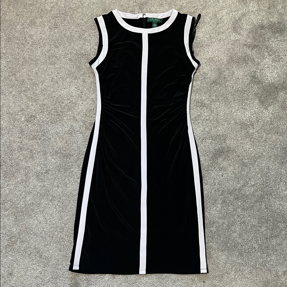 Lauren Ralph Lauren Sleeveless Fitted Dress Black White Contrast size 6